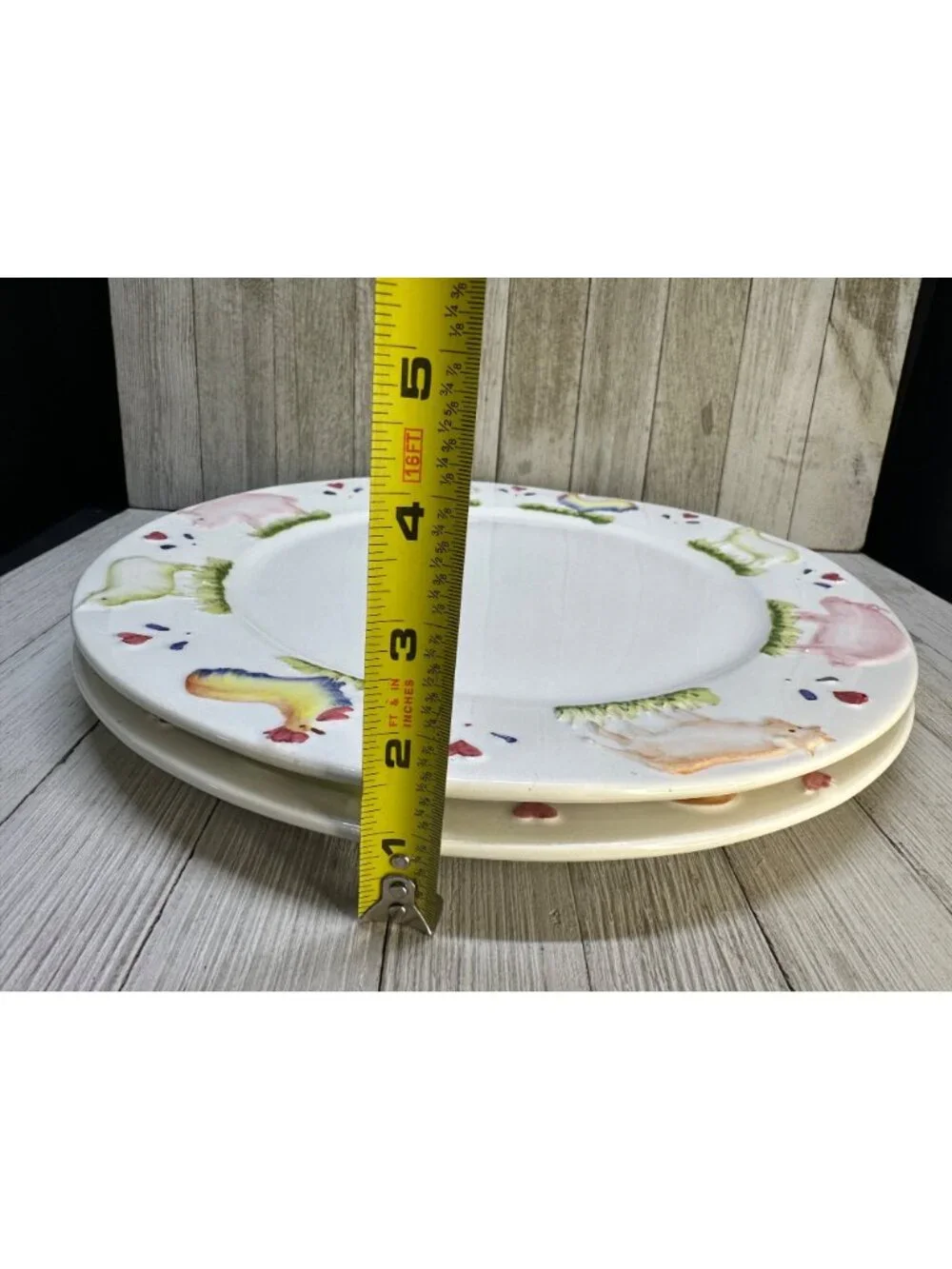 Vtg Stefani Farmhouse Animals Pig Rooster Cow 12.5